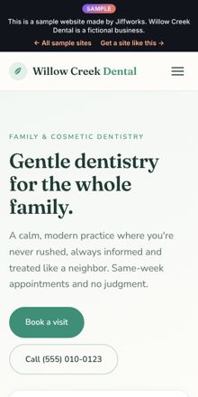 Willow Creek Dental on mobile